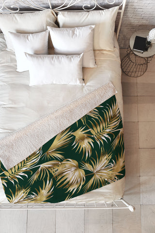 Marta Barragan Camarasa Golden palms II Fleece Throw Blanket