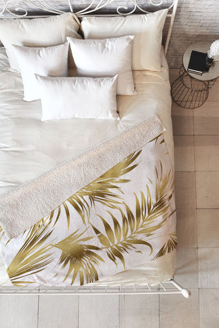 Marta Barragan Camarasa Golden palms Fleece Throw Blanket