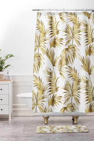 Marta Barragan Camarasa Golden palms Shower Curtain And Mat