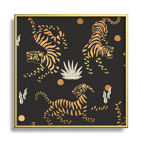 Marta Barragan Camarasa Golden tigers Square Metal Framed Art Print