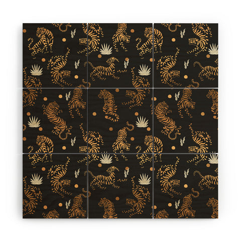 Marta Barragan Camarasa Golden tigers Wood Wall Mural