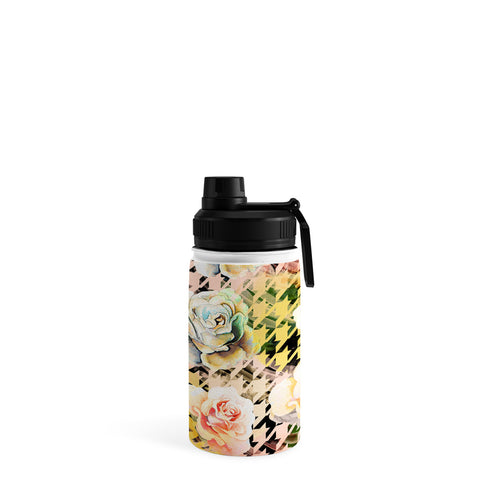 Marta Barragan Camarasa Houndstooth and flowers Water Bottle