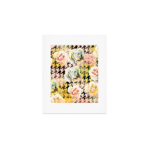 Marta Barragan Camarasa Houndstooth and flowers Art Print