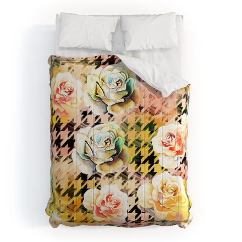 Marta Barragan Camarasa Houndstooth and flowers Comforter