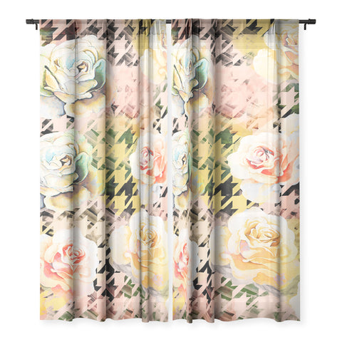 Marta Barragan Camarasa Houndstooth and flowers Sheer Non Repeat