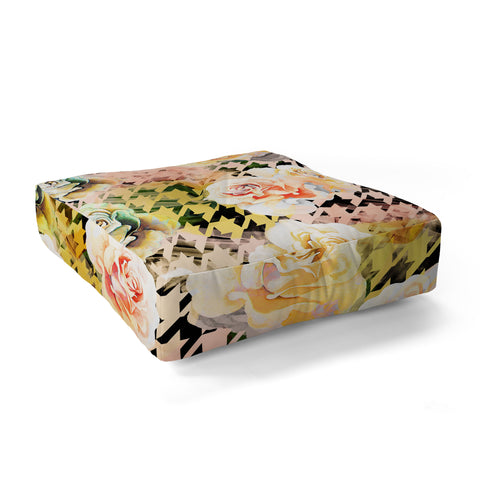 Marta Barragan Camarasa Houndstooth and flowers Floor Pillow Square