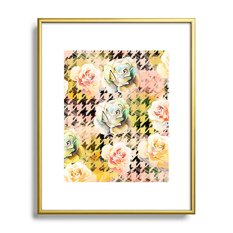 Marta Barragan Camarasa Houndstooth and flowers Metal Framed Art Print