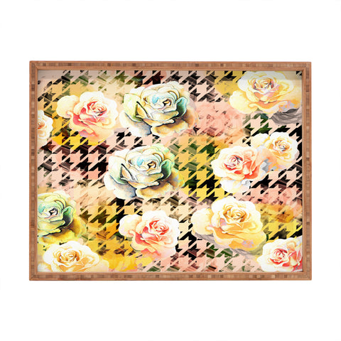 Marta Barragan Camarasa Houndstooth and flowers Rectangular Tray