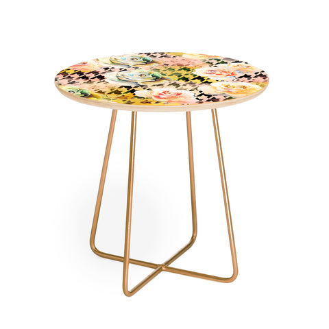 Marta Barragan Camarasa Houndstooth and flowers Round Side Table