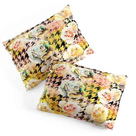 Marta Barragan Camarasa Houndstooth and flowers Pillow Shams