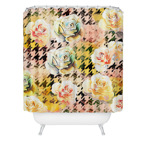 Marta Barragan Camarasa Houndstooth and flowers Shower Curtain