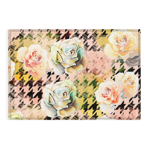 Marta Barragan Camarasa Houndstooth and flowers Outdoor Rug