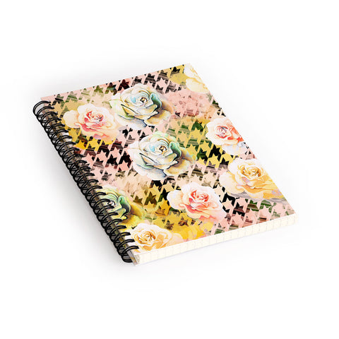Marta Barragan Camarasa Houndstooth and flowers Spiral Notebook