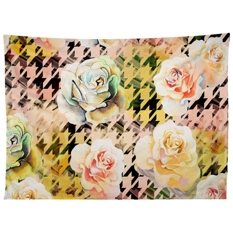 Marta Barragan Camarasa Houndstooth and flowers Tapestry