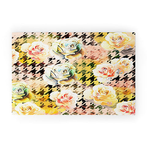Marta Barragan Camarasa Houndstooth and flowers Welcome Mat