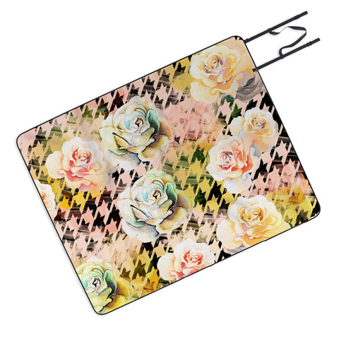 Marta Barragan Camarasa Houndstooth and flowers Picnic Blanket