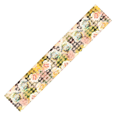 Marta Barragan Camarasa Houndstooth and flowers Table Runner