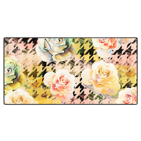 Marta Barragan Camarasa Houndstooth and flowers Desk Mat