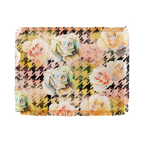 Marta Barragan Camarasa Houndstooth and flowers Throw Blanket