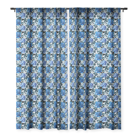 Marta Barragan Camarasa Indigo floral Sheer Window Curtain