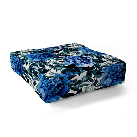Marta Barragan Camarasa Indigo floral Floor Pillow Square