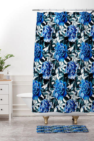 Marta Barragan Camarasa Indigo floral Shower Curtain And Mat