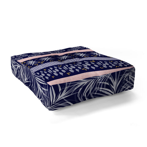 Marta Barragan Camarasa Indigo nature and fruits Floor Pillow Square