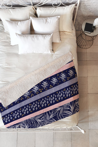 Marta Barragan Camarasa Indigo nature and fruits Fleece Throw Blanket