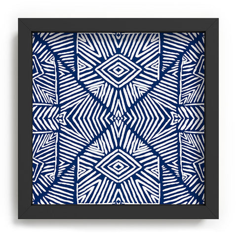 Marta Barragan Camarasa Indigo of geometric shapes of watercolor Recessed Framing Square