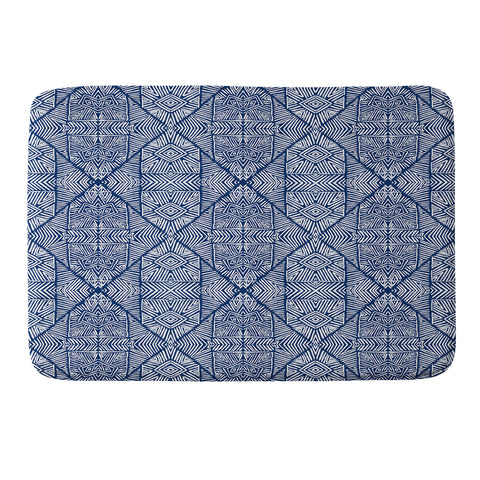Marta Barragan Camarasa Indigo of geometric shapes of watercolor Memory Foam Bath Mat