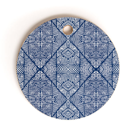 Marta Barragan Camarasa Indigo of geometric shapes of watercolor Cutting Board Round