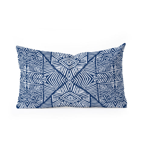 Marta Barragan Camarasa Indigo of geometric shapes of watercolor Oblong Throw Pillow