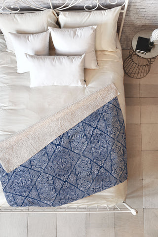 Marta Barragan Camarasa Indigo of geometric shapes of watercolor Fleece Throw Blanket
