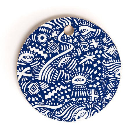 Marta Barragan Camarasa Indigo tribe nomadic Cutting Board Round