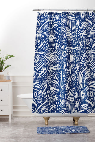 Marta Barragan Camarasa Indigo tribe nomadic Shower Curtain And Mat