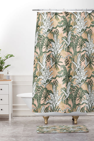 Marta Barragan Camarasa Jungle drawing Shower Curtain And Mat