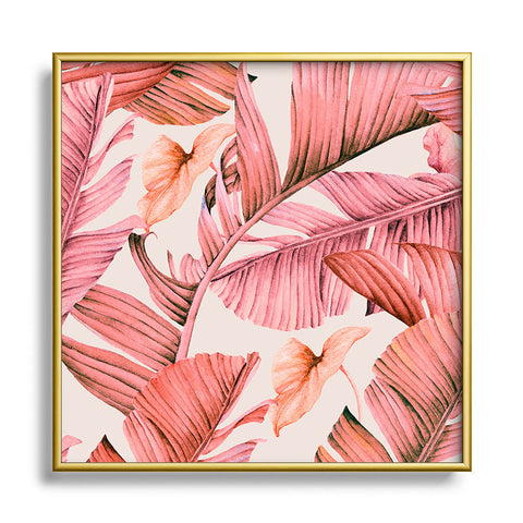 Marta Barragan Camarasa Jungle paradise pink Square Metal Framed Art Print