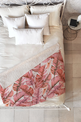 Marta Barragan Camarasa Jungle paradise pink Fleece Throw Blanket