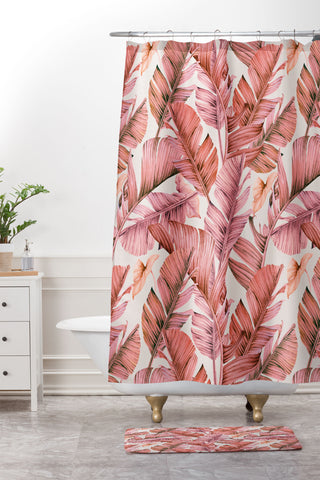 Marta Barragan Camarasa Jungle paradise pink Shower Curtain And Mat