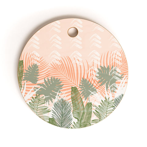 Marta Barragan Camarasa Jungle tropical plants pastel I Cutting Board Round