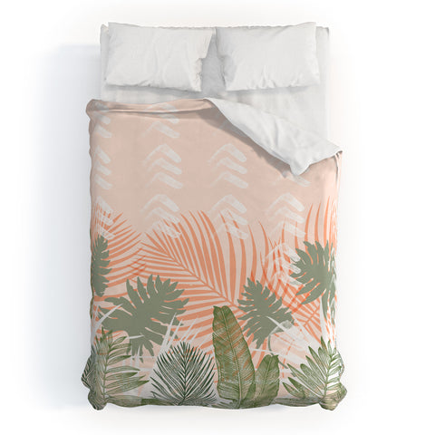 Marta Barragan Camarasa Jungle tropical plants pastel I Duvet Cover