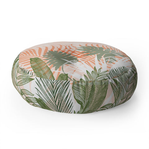 Marta Barragan Camarasa Jungle tropical plants pastel I Floor Pillow Round