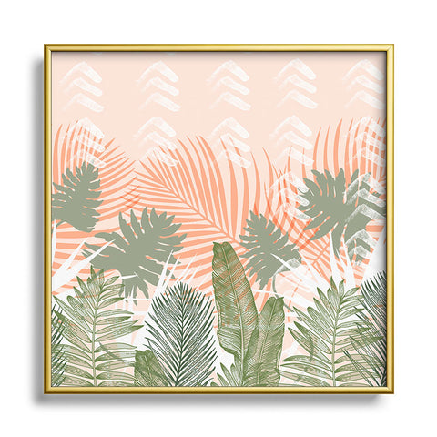 Marta Barragan Camarasa Jungle tropical plants pastel I Square Metal Framed Art Print