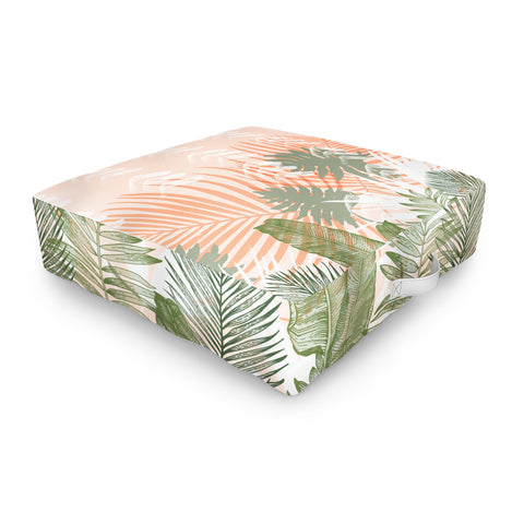 Marta Barragan Camarasa Jungle tropical plants pastel I Outdoor Floor Cushion