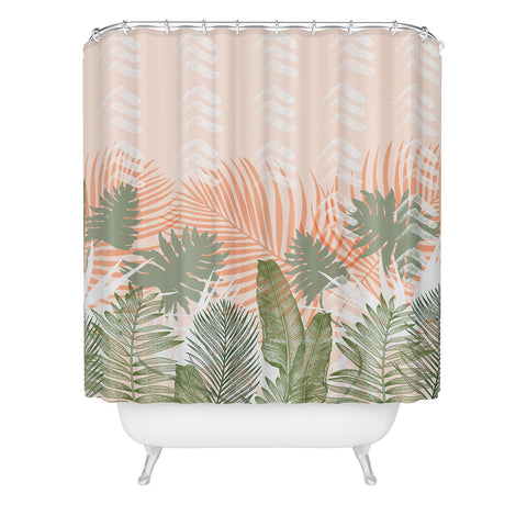 Marta Barragan Camarasa Jungle tropical plants pastel I Shower Curtain