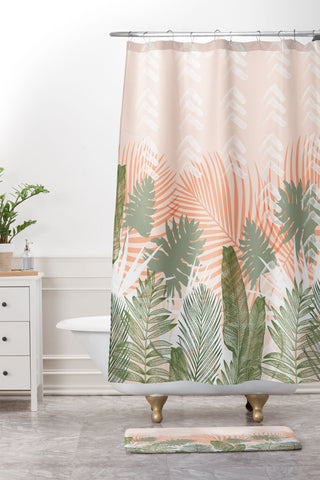 Marta Barragan Camarasa Jungle tropical plants pastel I Shower Curtain And Mat