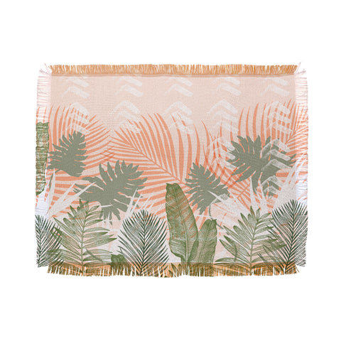 Marta Barragan Camarasa Jungle tropical plants pastel I Throw Blanket