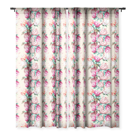 Marta Barragan Camarasa King proteas bloom 02 Sheer Window Curtain