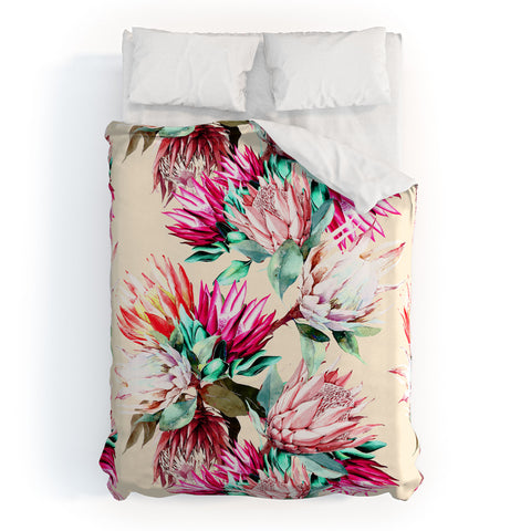 Marta Barragan Camarasa King proteas bloom 02 Duvet Cover