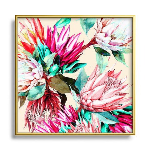 Marta Barragan Camarasa King proteas bloom 02 Square Metal Framed Art Print